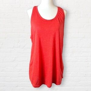 Tekgear w/ Drytek orange scoopneck T back sleeveless striped athletic top SZ L